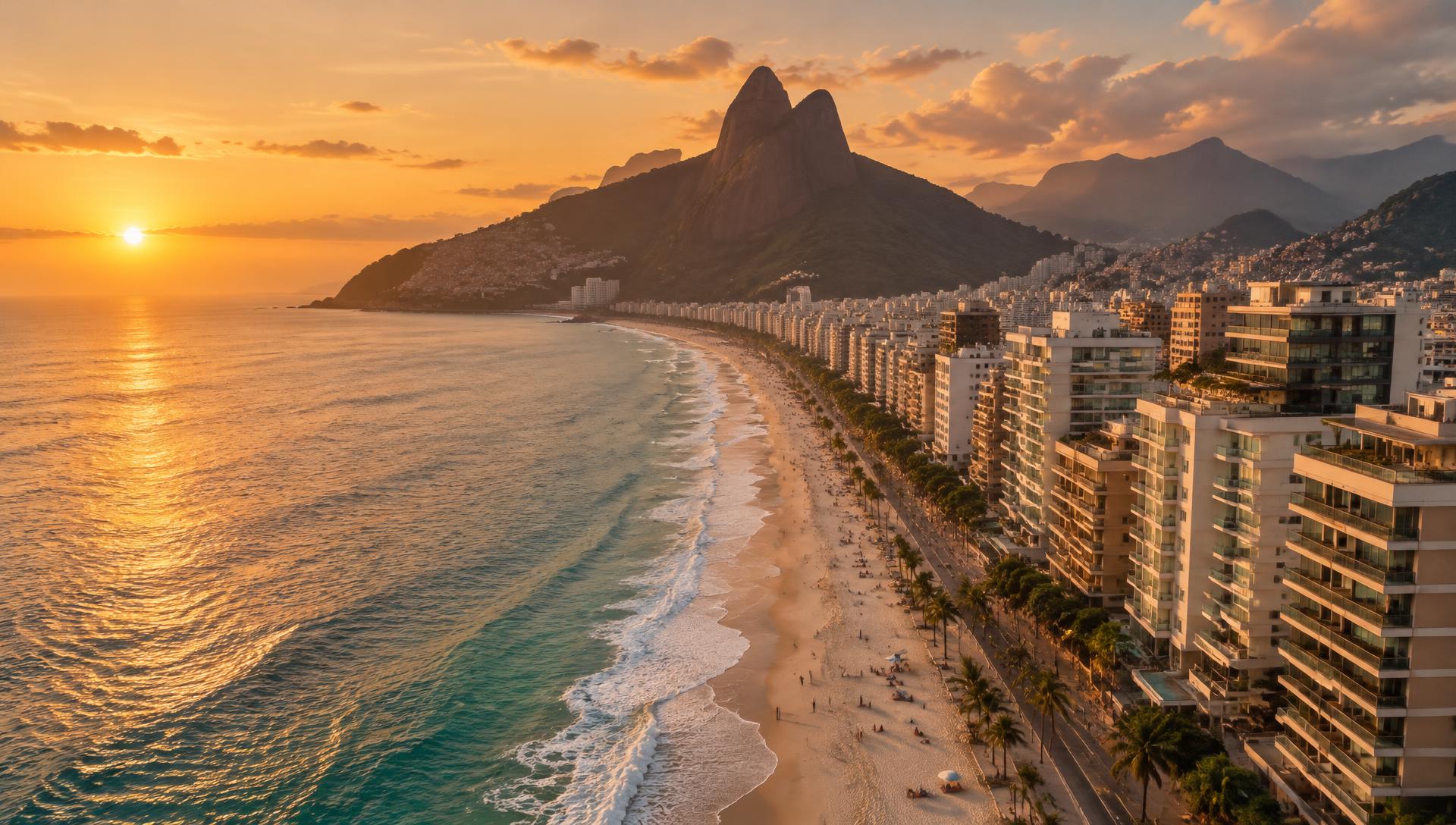 Praia do Rio de Janeiro ao pôr do sol